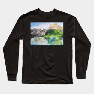 A House by the Lake in the Mountains Long Sleeve T-Shirt